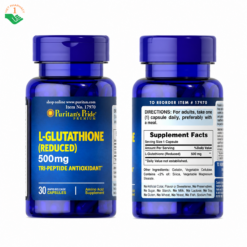 L-Glutathione Reduced Puritan's Pride hỗ trợ làm sáng mịn da, ngăn ngừa sạm nám (Hộp 30 viên)