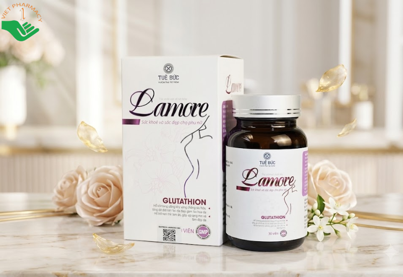 Lamore Gia Nguyễn Pharma giúp làm chậm lão hóa da, hỗ trợ làm sáng mịn da (Hộp 30 viên)