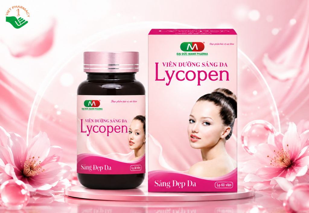 Lycopen dưỡng sáng da, bổ sung Collagen, hỗ trợ ngăn ngừa lão hóa da (Hộp 60 viên)