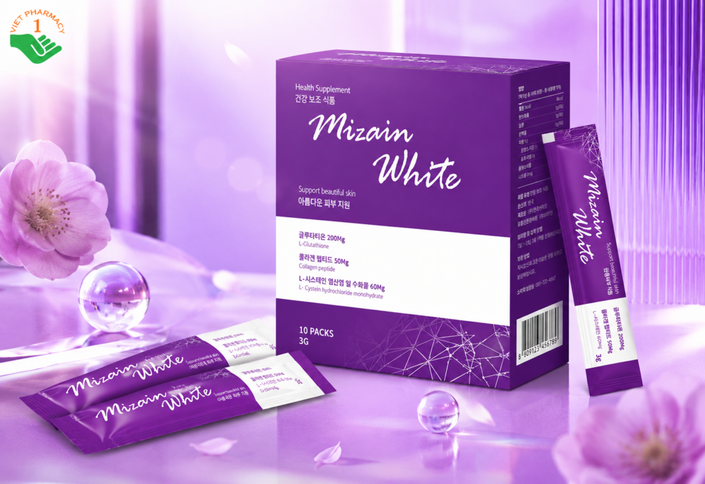 Mizain White hỗ trợ giảm nếp nhăn, ngừa lão hóa da (Hộp 30 gói x 3g)