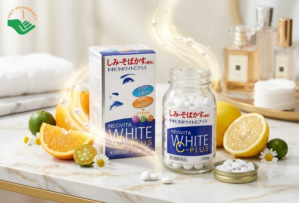 Neovita White C-Plus Kokando hỗ trợ mờ thâm, hồi phục và làm sáng da (Hộp 240 viên)
