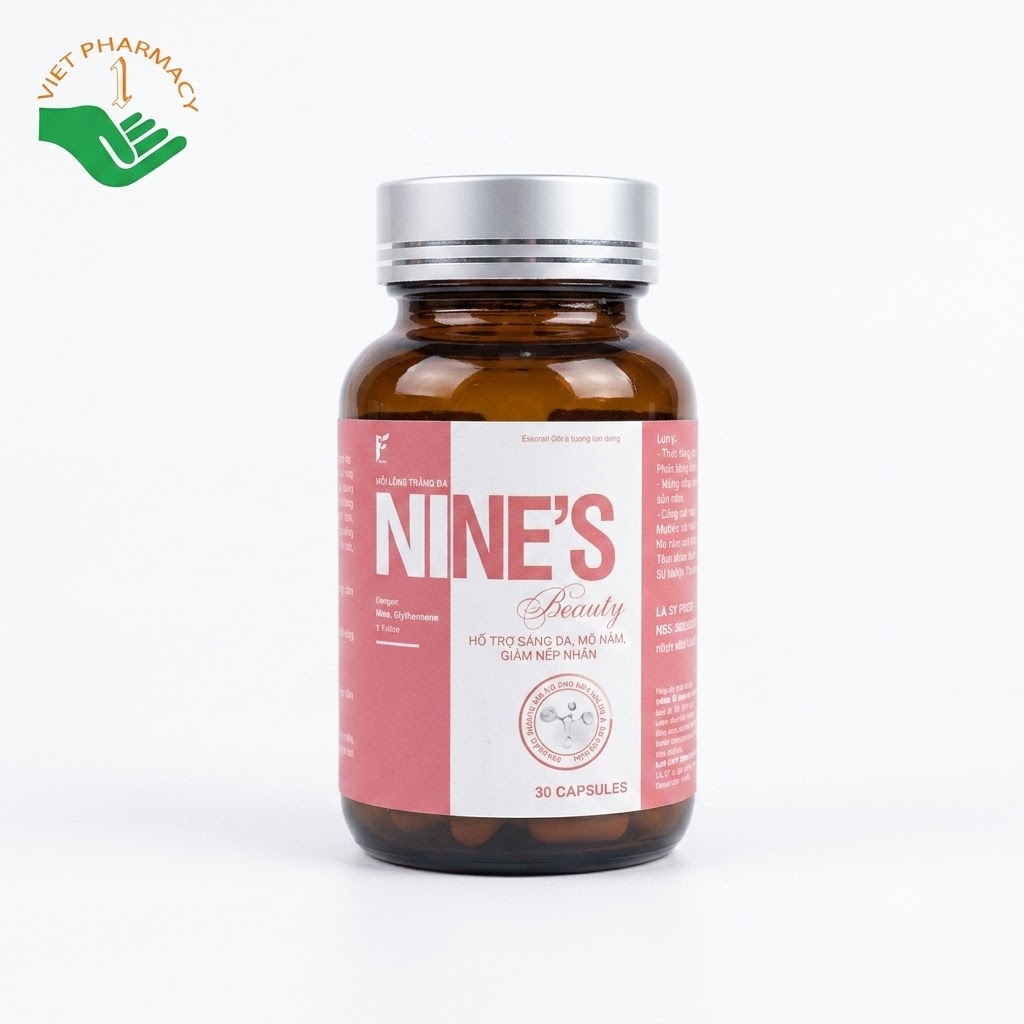 Nine's Beauty hỗ trợ giảm melanin trên da, từ đó giảm thâm sạm, da không đều màu (Hộp 30 viên)