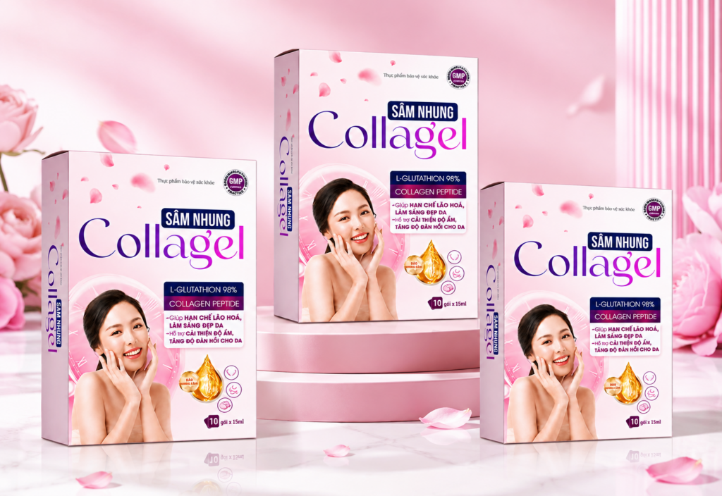 Nước sâm nhung Collagel Foxs-USA hỗ trợ chống oxy hóa, ngắn ngừa lão hoá da (Hộp 10 gói x 15 ml)