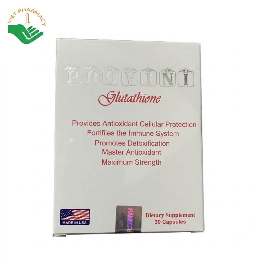 Provini Glutathione Eagle USA hỗ trợ làm trắng da, chống oxy hóa, giải độc gan (Hộp 30 viên)