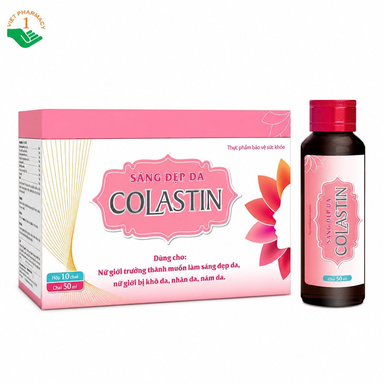 Sáng Đẹp Da Colastin hỗ trợ cải thiện độ ẩm, tăng độ đàn hồi cho da (Hộp 10 chai x 50ml)