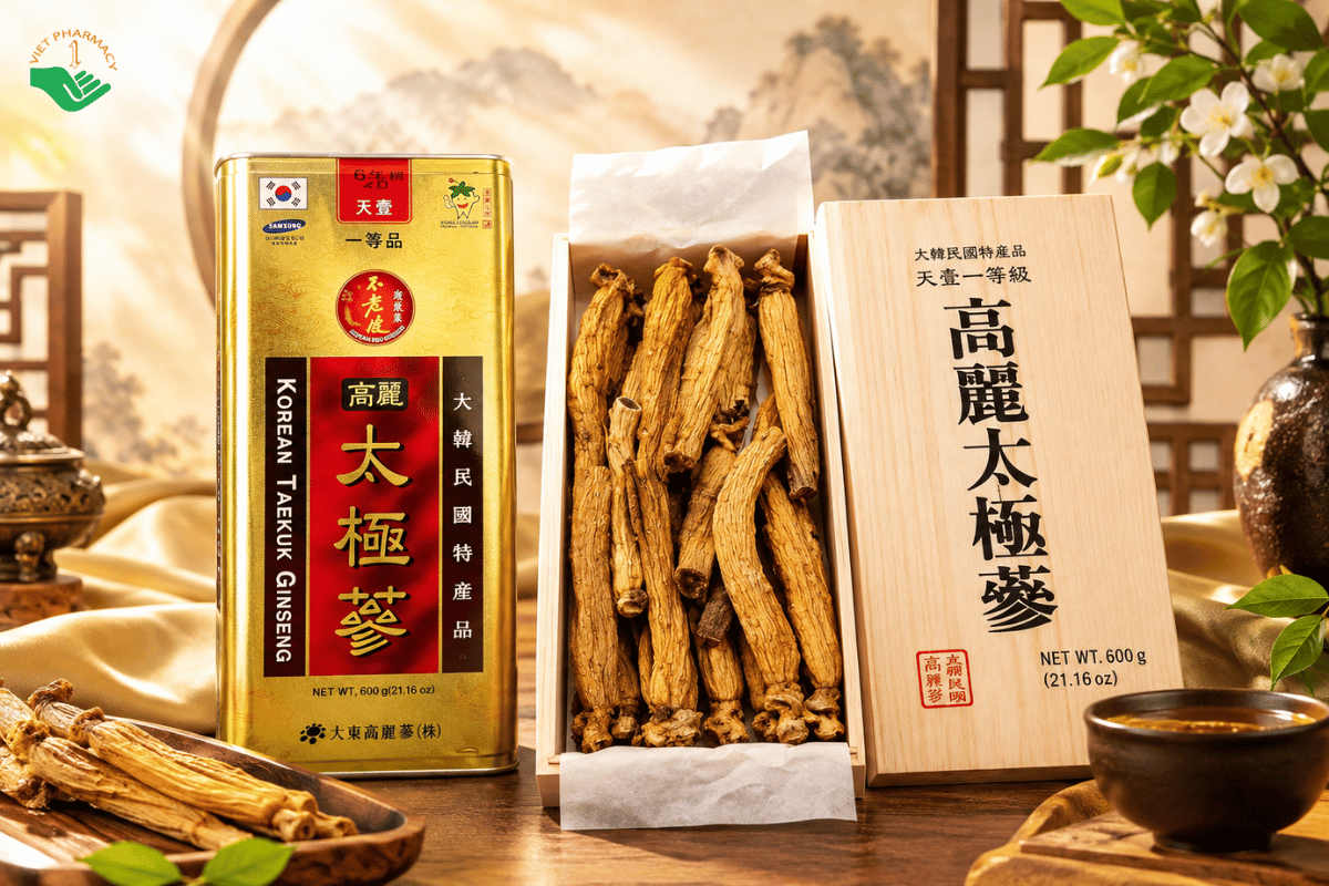 Thái cực sâm củ khô Daedong Hàn Quốc tăng cường sinh lực, cải thiện trí nhớ (Hộp 300g)