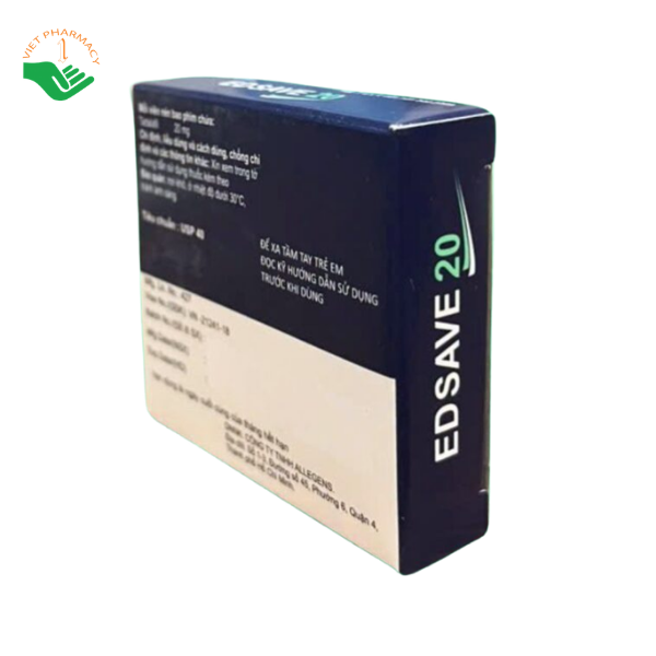 Thuốc Hỗ trợ điều trị rối loạn chức năng cương dương ở nam giới Edsave 20 (Hộp 1 vỉ x 4 viên)
