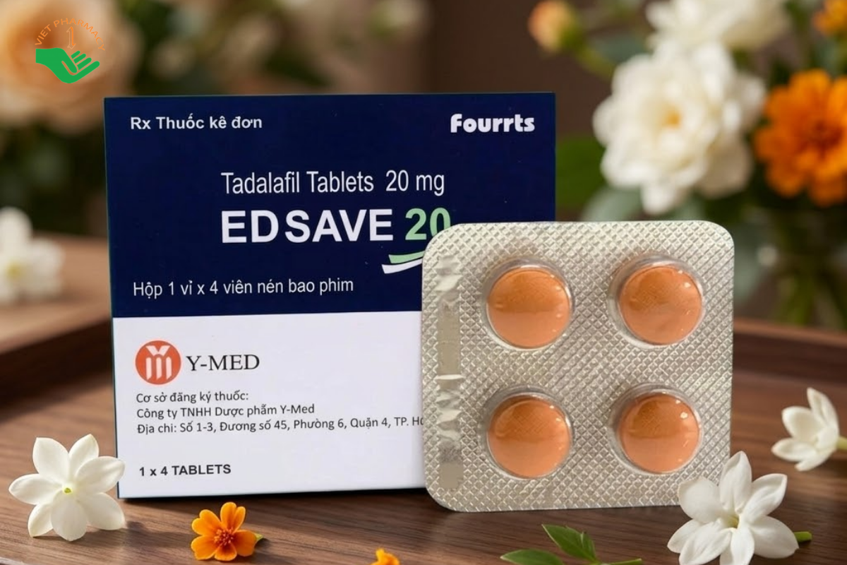 Thuốc Hỗ trợ điều trị rối loạn chức năng cương dương ở nam giới Edsave 20 (Hộp 1 vỉ x 4 viên)