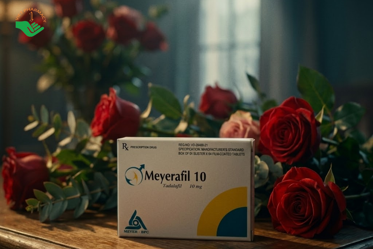 Thuốc Meyerafil 10 Meyer-BPC điều trị rối loạn cương dương (Hộp 1 vỉ x 4 viên)