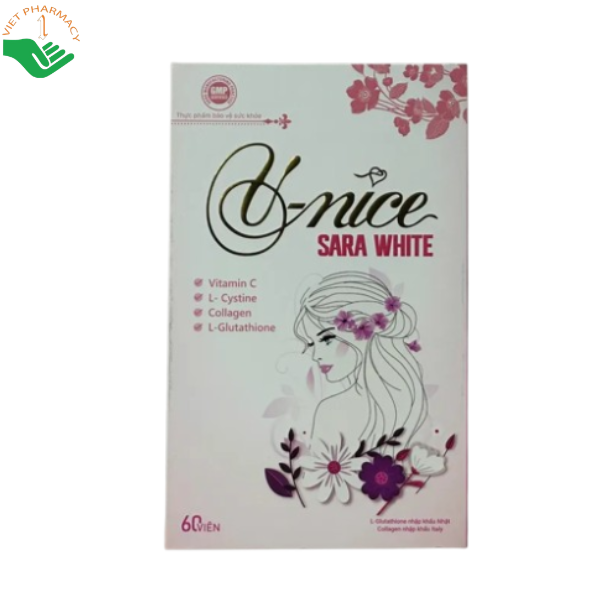 V-Nice Sara White Đại Phúc Long giúp da sáng mịn, giảm lão hóa (Hộp 60 viên)