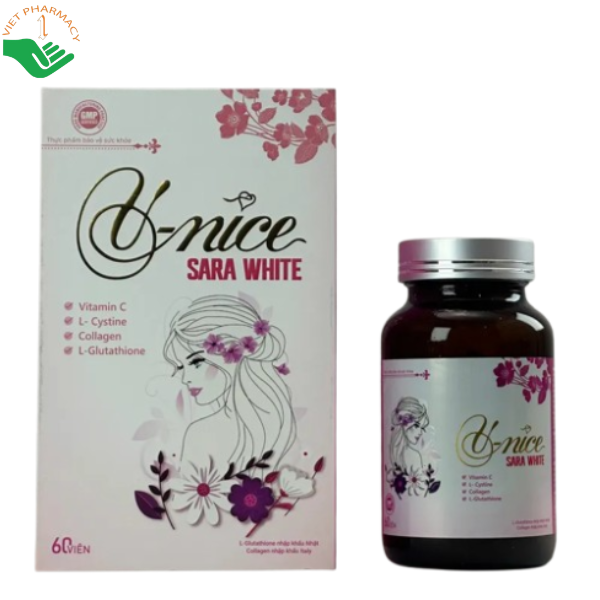 V-Nice Sara White Đại Phúc Long giúp da sáng mịn, giảm lão hóa (Hộp 60 viên)