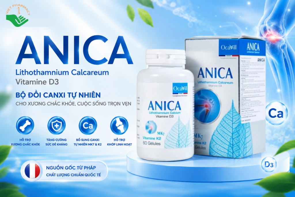Viên uống Anica Ocavill hỗ trợ bổ sung canxi và giúp xương chắc khỏe (Hộp 60 viên)