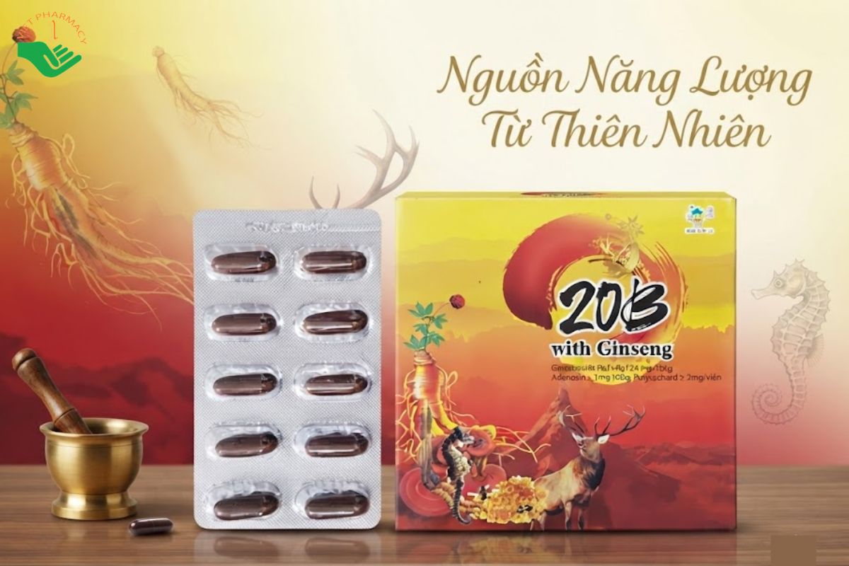 Viên uống bồi bổ sức khỏe 20B With Ginseng (Hộp 10 vỉ x 10 viên)