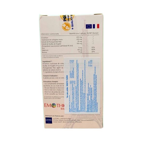 Viên uống White Paris Emothion hỗ trợ dưỡng trắng da chuyên sâu (Hộp 30 viên)
