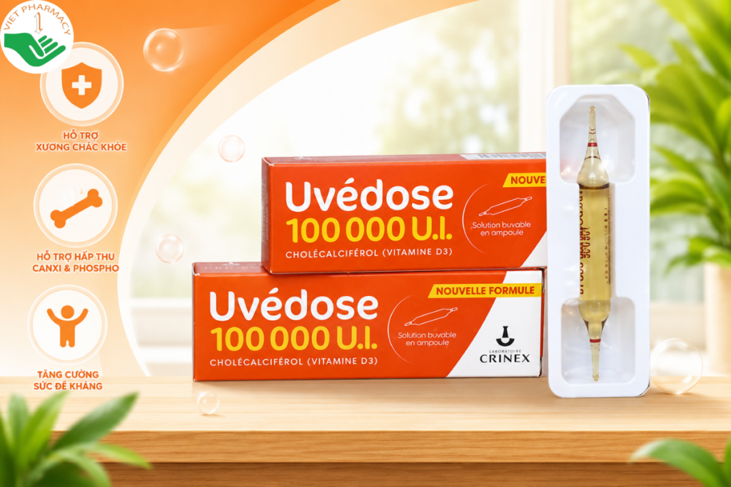 Vitamin D3 Uvedose 100.000IU hỗ trợ hấp thu canxi và giúp xương chắc khỏe (Ống 2ml)