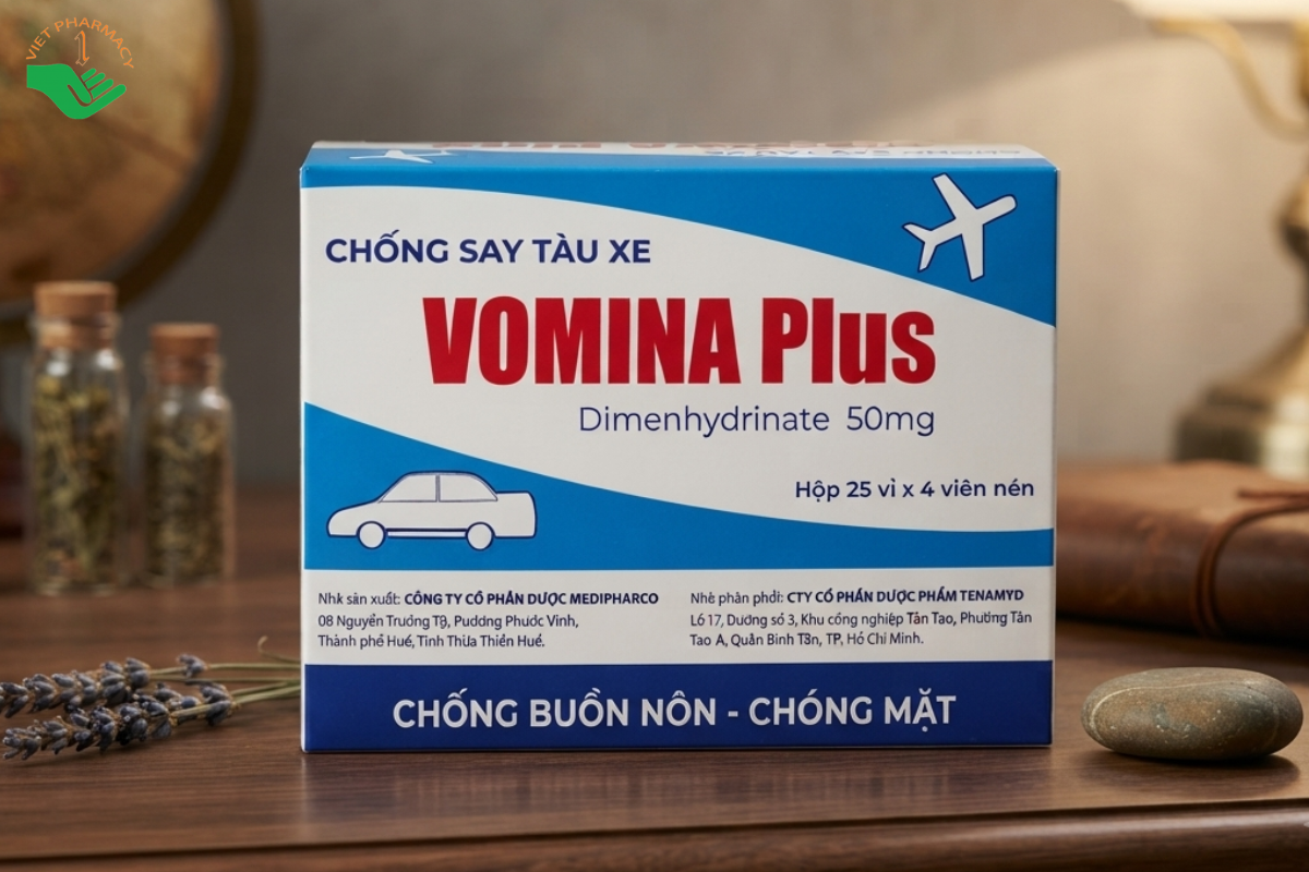 Thuốc chống say tàu xe cho bé Vomina Plus 50mg Medipharco