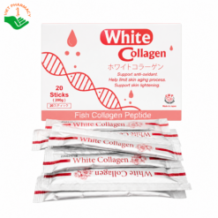 White Collagen Fish Collagen Peptide hỗ trợ chống oxy hóa, chống lão hóa, làm sáng da (Hộp 20 gói)