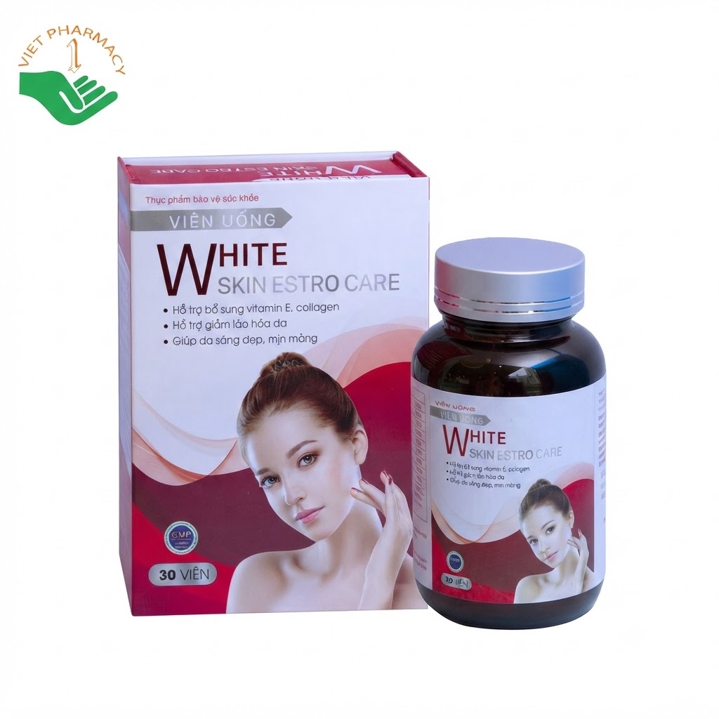 White Skin Estro Care hỗ trợ da trẻ hóa, cấp ẩm dưỡng da mềm mịn (Hộp 30 viên)