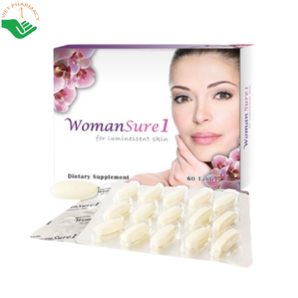 Womansure 1 Vinh Gia hỗ trợ làm sáng, giúp da mềm min, ngăn ngừa lão hóa (Hộp 60 viên)