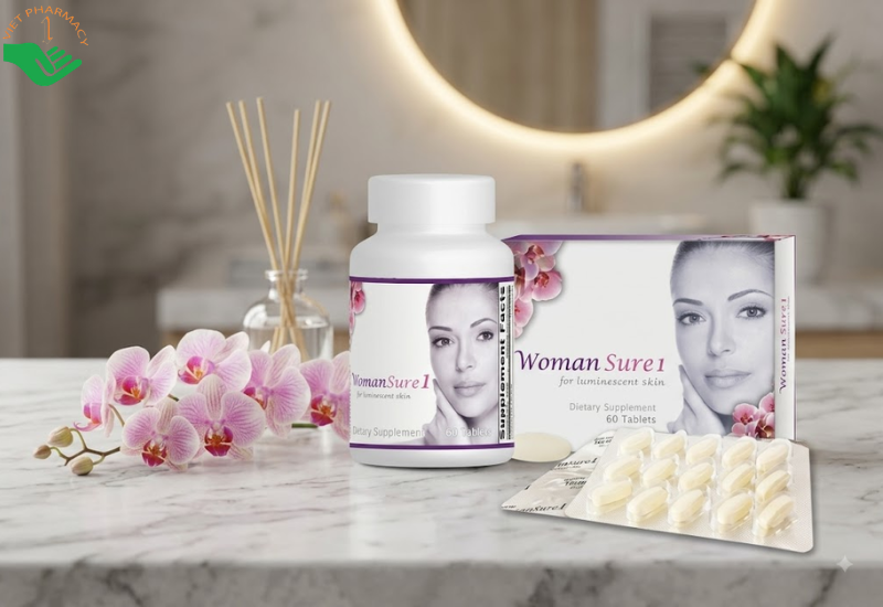 Womansure 1 Vinh Gia hỗ trợ làm sáng, giúp da mềm min, ngăn ngừa lão hóa (Hộp 60 viên)
