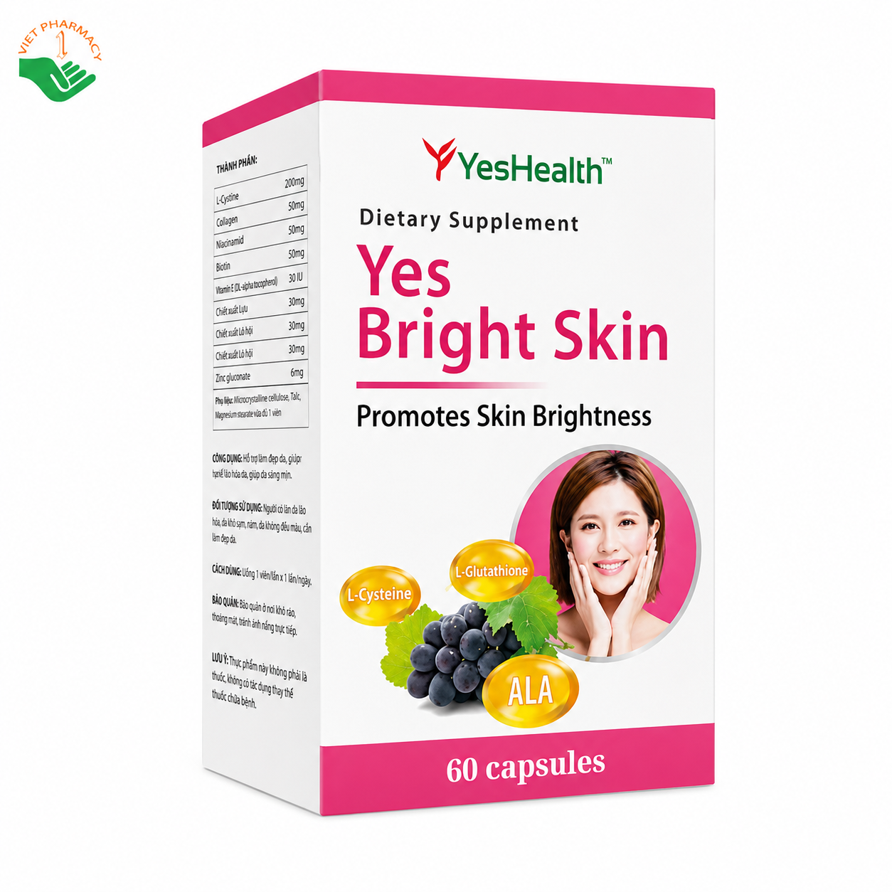 Yes Bright Skin Yes Health hỗ trợ chống lão hóa, làm sáng da (Hộp 60 viên)