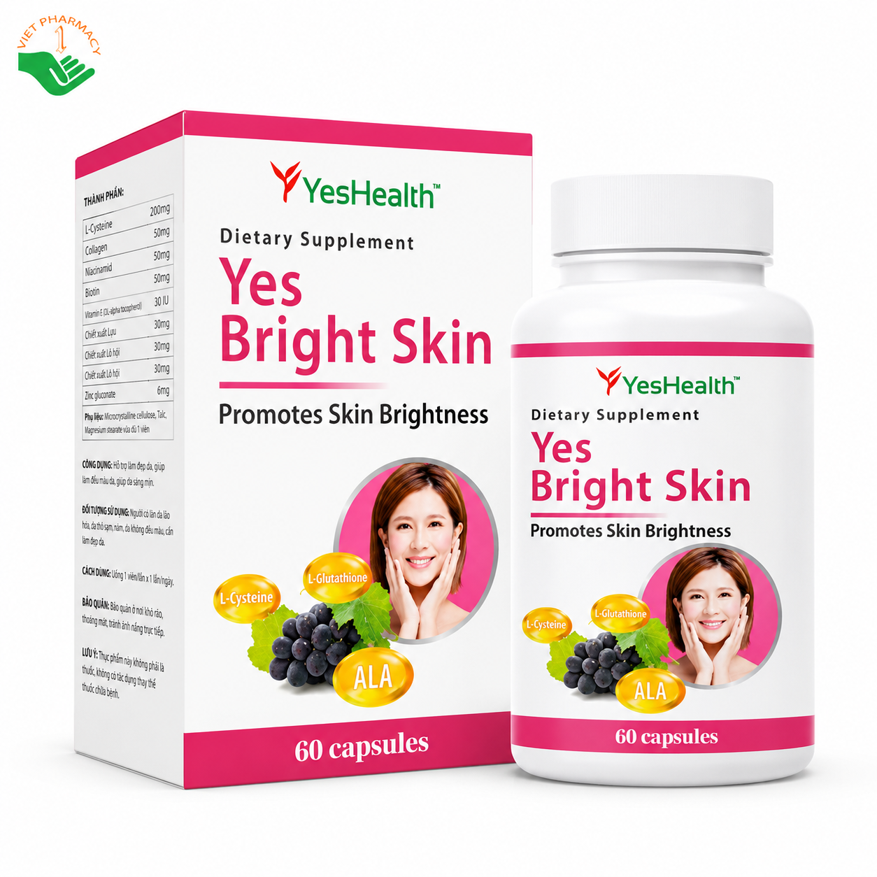 Yes Bright Skin Yes Health hỗ trợ chống lão hóa, làm sáng da (Hộp 60 viên)