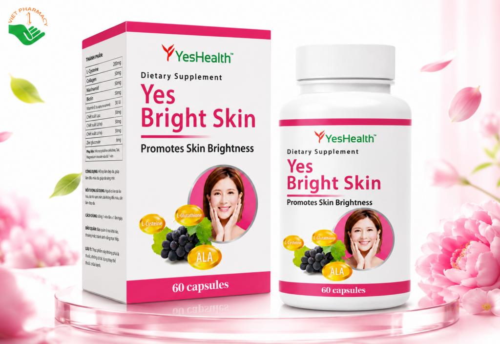 Yes Bright Skin Yes Health hỗ trợ chống lão hóa, làm sáng da (Hộp 60 viên)