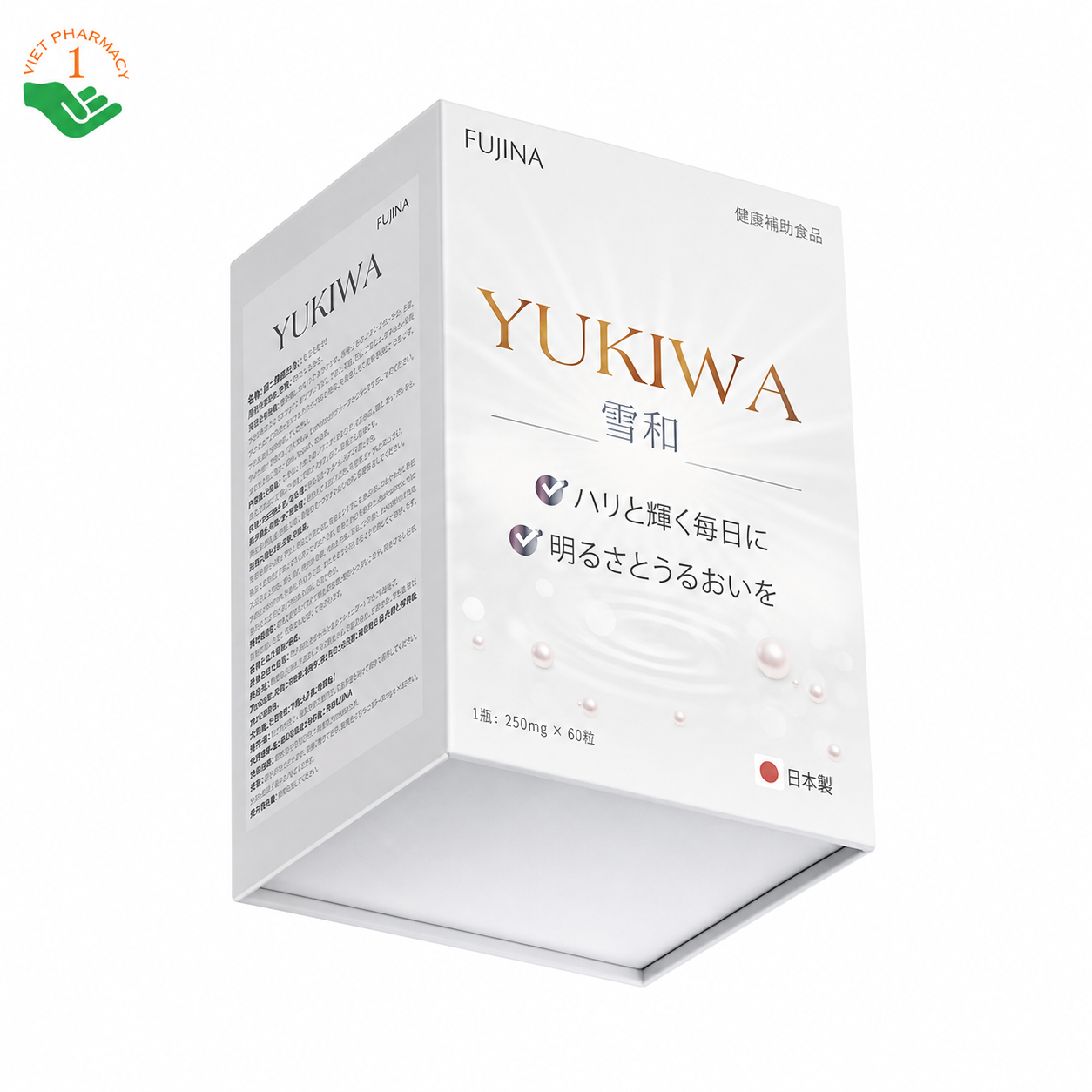 Yukiwa Fujina hỗ trợ chống oxy hóa, ngăn ngừa lão hóa, làm trắng da (Hộp 60 viên)