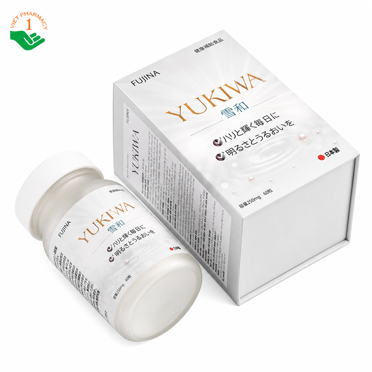 Yukiwa Fujina hỗ trợ chống oxy hóa, ngăn ngừa lão hóa, làm trắng da (Hộp 60 viên)