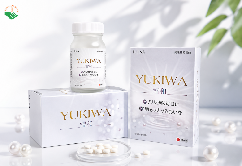 Yukiwa Fujina hỗ trợ chống oxy hóa, ngăn ngừa lão hóa, làm trắng da (Hộp 60 viên)