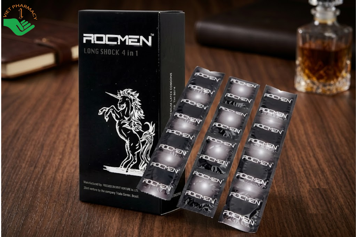Bao cao su Long Shock Rocmen phòng tránh thai và bệnh lây truyền qua đường tình dục (Hộp 12 cái)