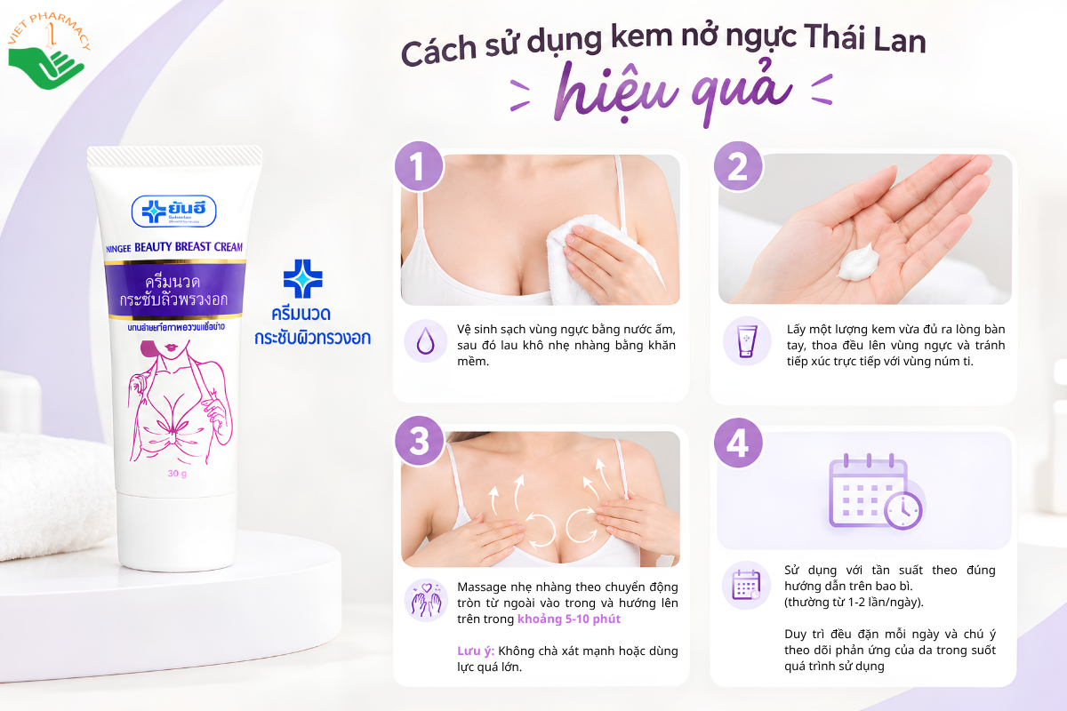 Cách sử dụng kem nở ngực Thái Lan hiệu quả