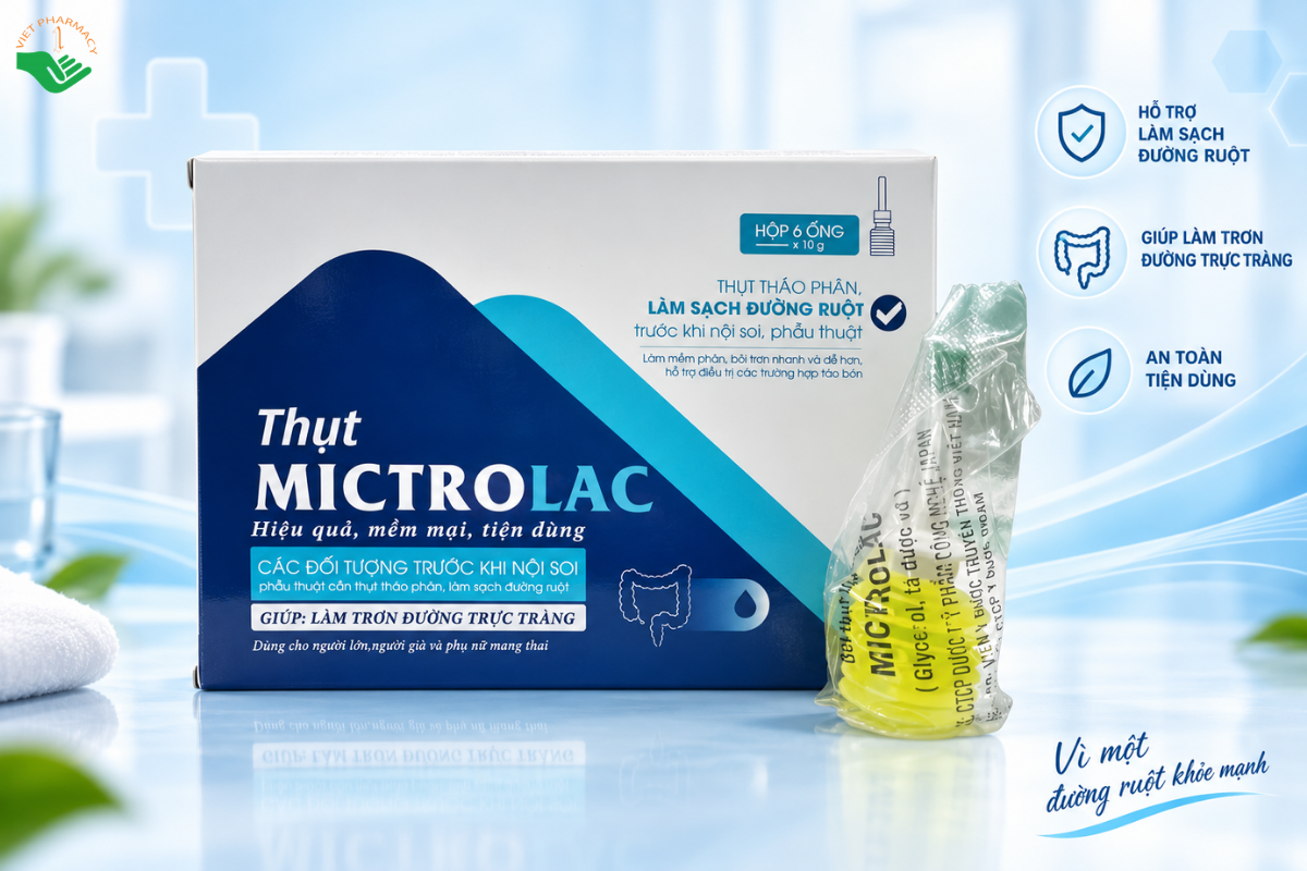 Dung dịch thụt rửa Mictrolac QiDam hỗ trợ điều trị táo bón (Hộp 6 ống x 10g)