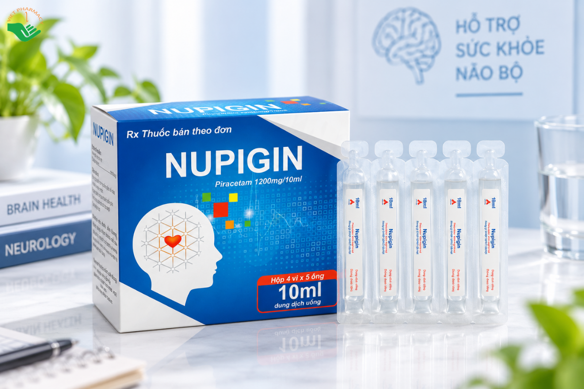 Dung dịch uống Nupigin CPC1 Hà Nội điều trị đau đầu và chóng mặt (Hộp 4 vỉ x 5 ống x 10ml)