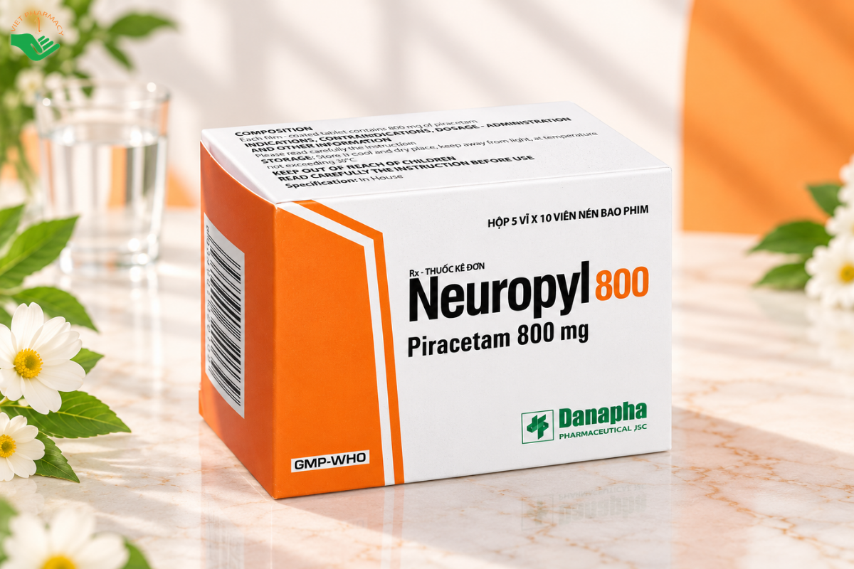Hộp thuốc Neuropyl 800 Danapha chứa Piracetam 800mg