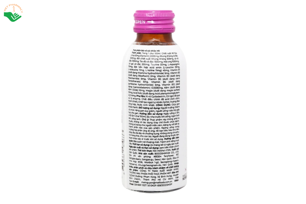 Nước uống bảo vệ gan M9 Met Foods hỗ trợ bảo vệ gan, giúp gan khỏe mạnh (Hộp 10 chai x 100ml)