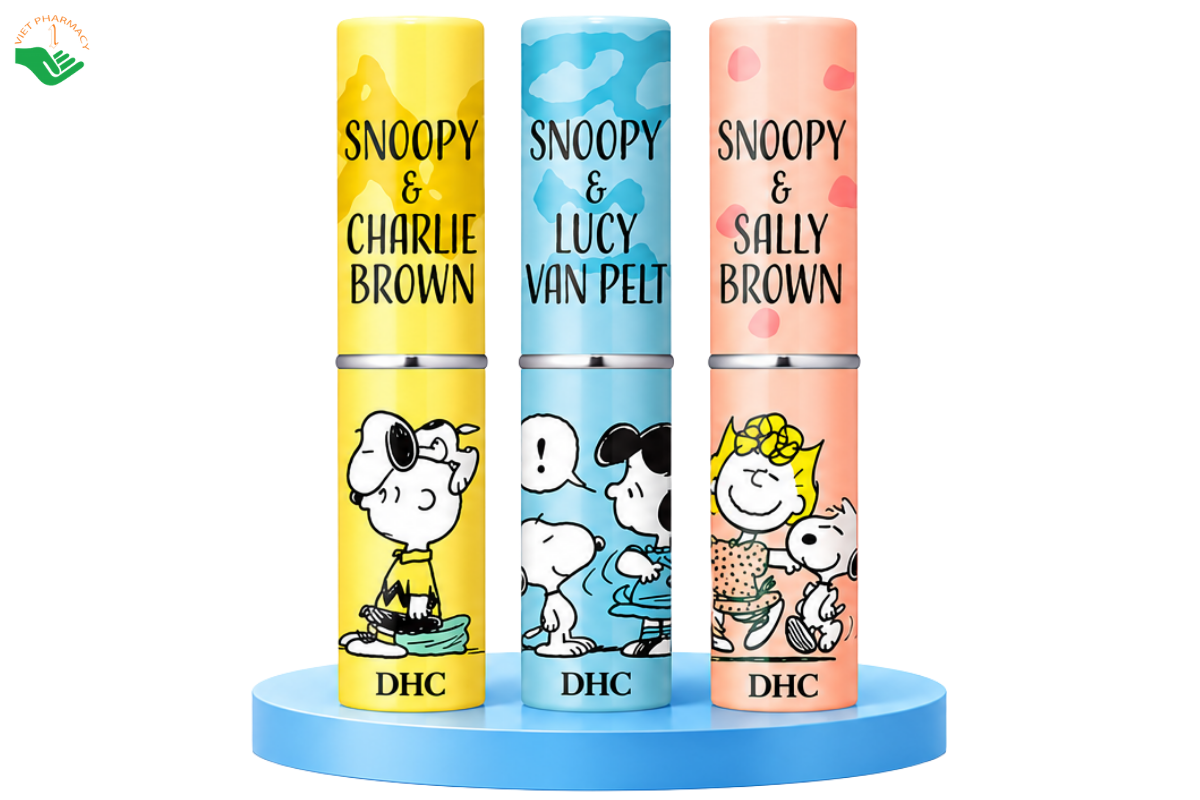 Set son dưỡng Lip Cream Snoopy DHC dưỡng ẩm, giúp môi mềm mại (Hộp 3 thỏi x 1,5g)