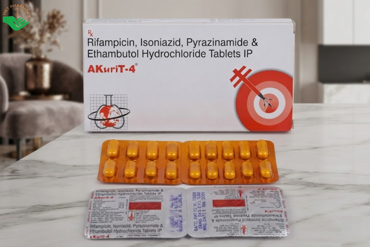 Thuốc AKuriT-4 Lupin Pharmaceuticals điều trị bệnh lao (Hộp 10 x 2 x 10 viên)