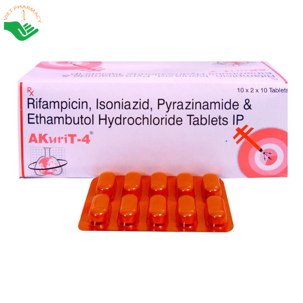 Thuốc AKuriT-4 Lupin Pharmaceuticals điều trị bệnh lao (Hộp 10 x 2 x 10 viên)