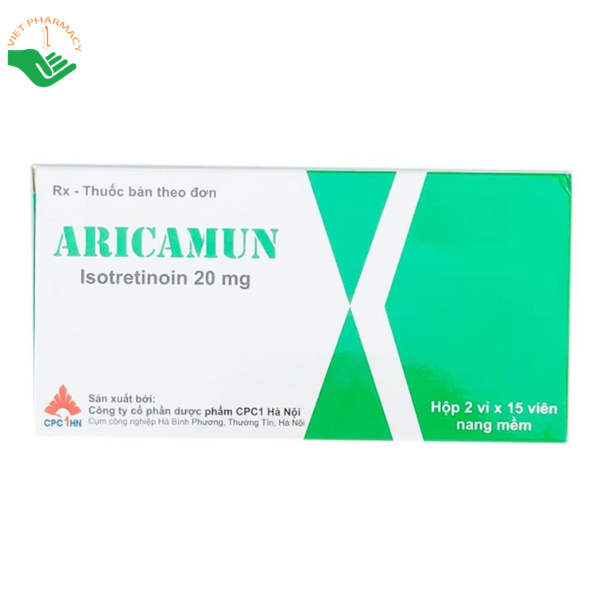 Thuốc Aricamun 20mg CPC1HN điều trị mụn trứng cá mức độ nặng (Hộp 2 vỉ x 15 viên)