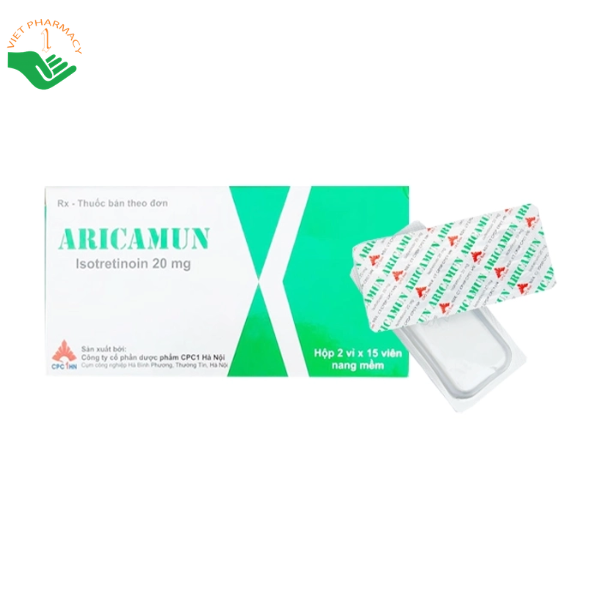 Thuốc Aricamun 20mg CPC1HN điều trị mụn trứng cá mức độ nặng (Hộp 2 vỉ x 15 viên)