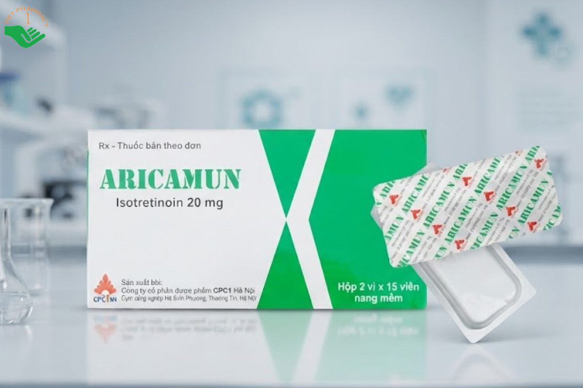Thuốc Aricamun 20mg CPC1HN điều trị mụn trứng cá mức độ nặng (Hộp 2 vỉ x 15 viên)