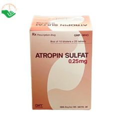 Thuốc Atropin Sulfat 0,25mg Hataphar giảm co thắt cơ trơn tiêu hóa và tiết niệu (Hộp 10 vỉ x 25 viên)