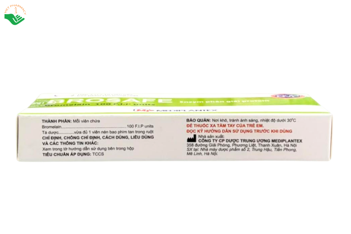 Thuốc Brosafe 100 F.I.P units Mediplantex giảm phù nề và sưng tấy (Hộp 3 vỉ x 10 viên)