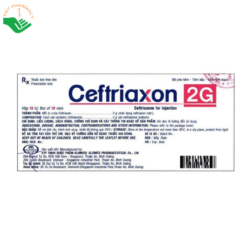 Thuốc Ceftriaxon 2g Glomed điều trị nhiễm khuẩn do vi khuẩn nhạy cảm (Hộp 10 lọ)