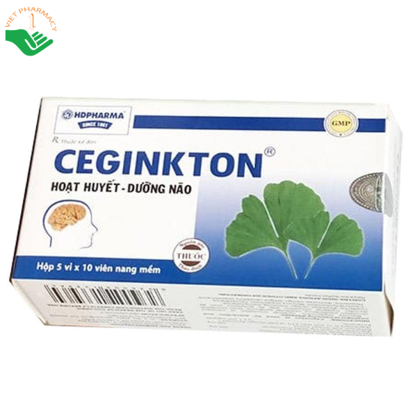 Thuốc Ceginkton HDPHARMA hỗ trợ điều trị thiểu năng tuần hoàn não, suy giảm trí nhớ (Hộp 5 vỉ x 10 viên)