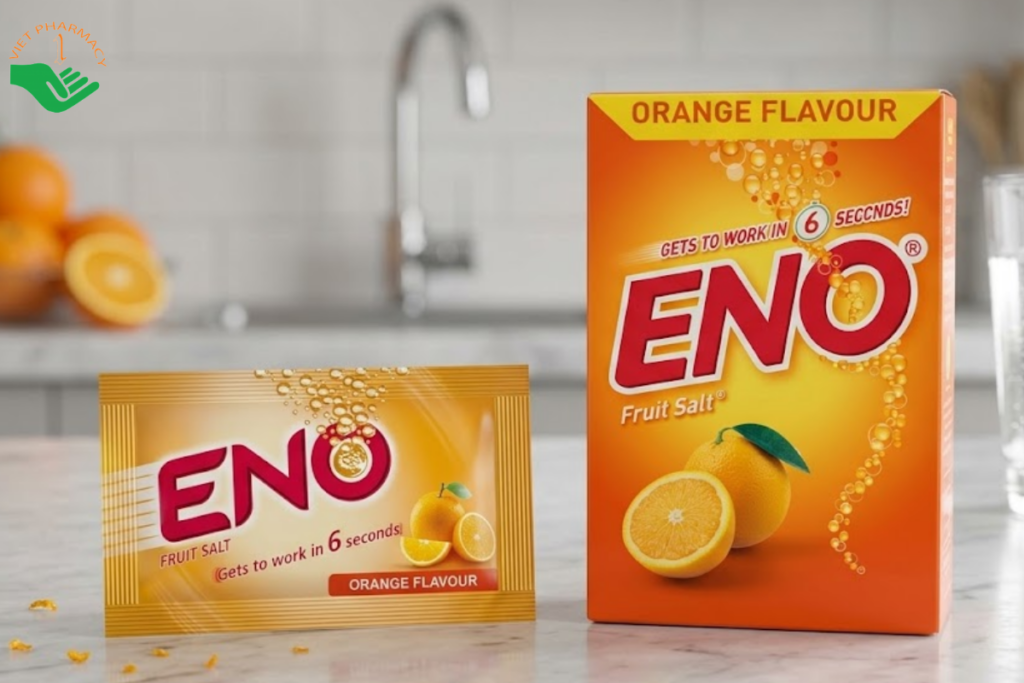 Thuốc Eno Fruit Salt Orange Flavour GSK giảm ợ chua, ợ nóng và khó tiêu (Hộp 48 gói)