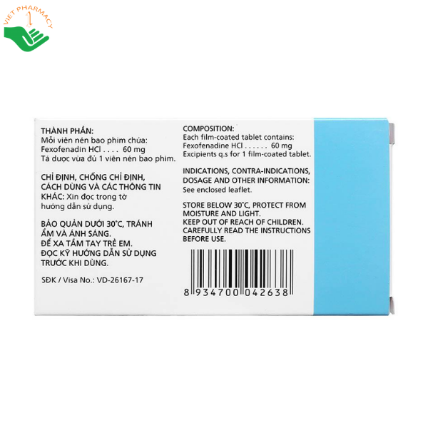 Thuốc Imexofen 60 Imexpharm điều trị viêm mũi dị ứng và mày đay mạn tính vô căn (Hộp 3 vỉ x 10 viên)