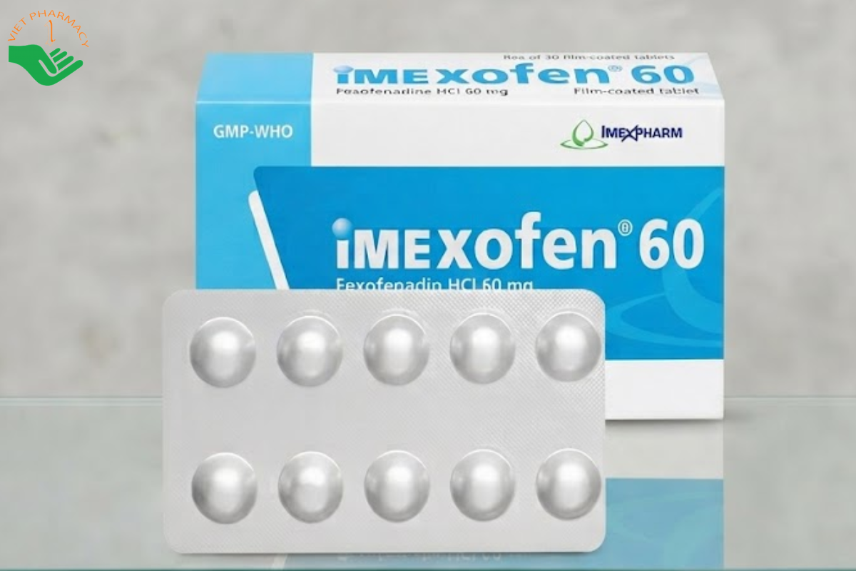 Thuốc Imexofen 60 Imexpharm điều trị viêm mũi dị ứng và mày đay mạn tính vô căn (Hộp 3 vỉ x 10 viên)