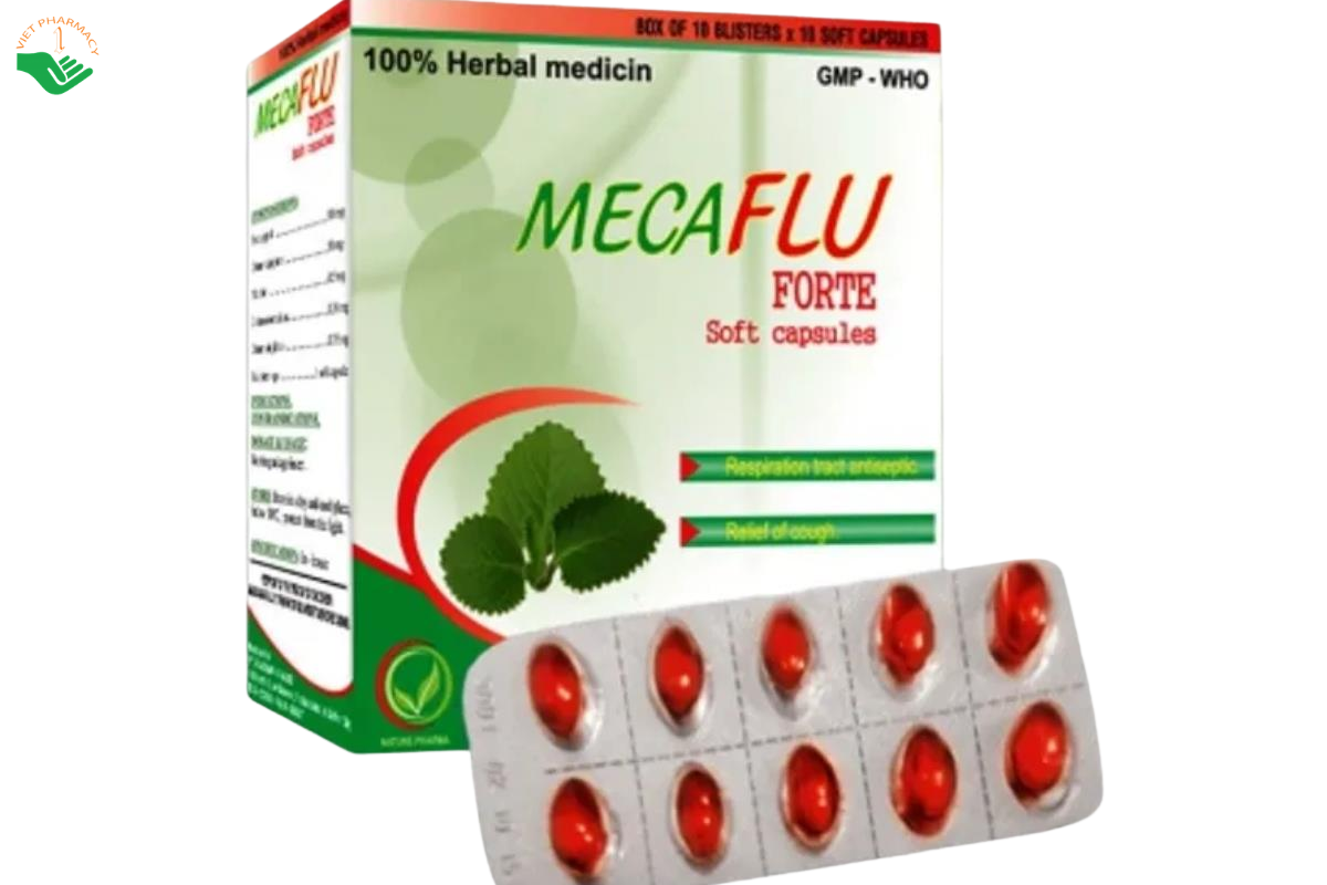 Thuốc Mecaflu Forte Nature Pharma điều trị cảm cúm và giảm ho (Hộp 10 vỉ x 10 viên)
